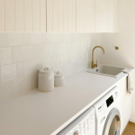 HVG Decorative Building: Designer White laundry benchtop - scratch resistant AEON laminate 